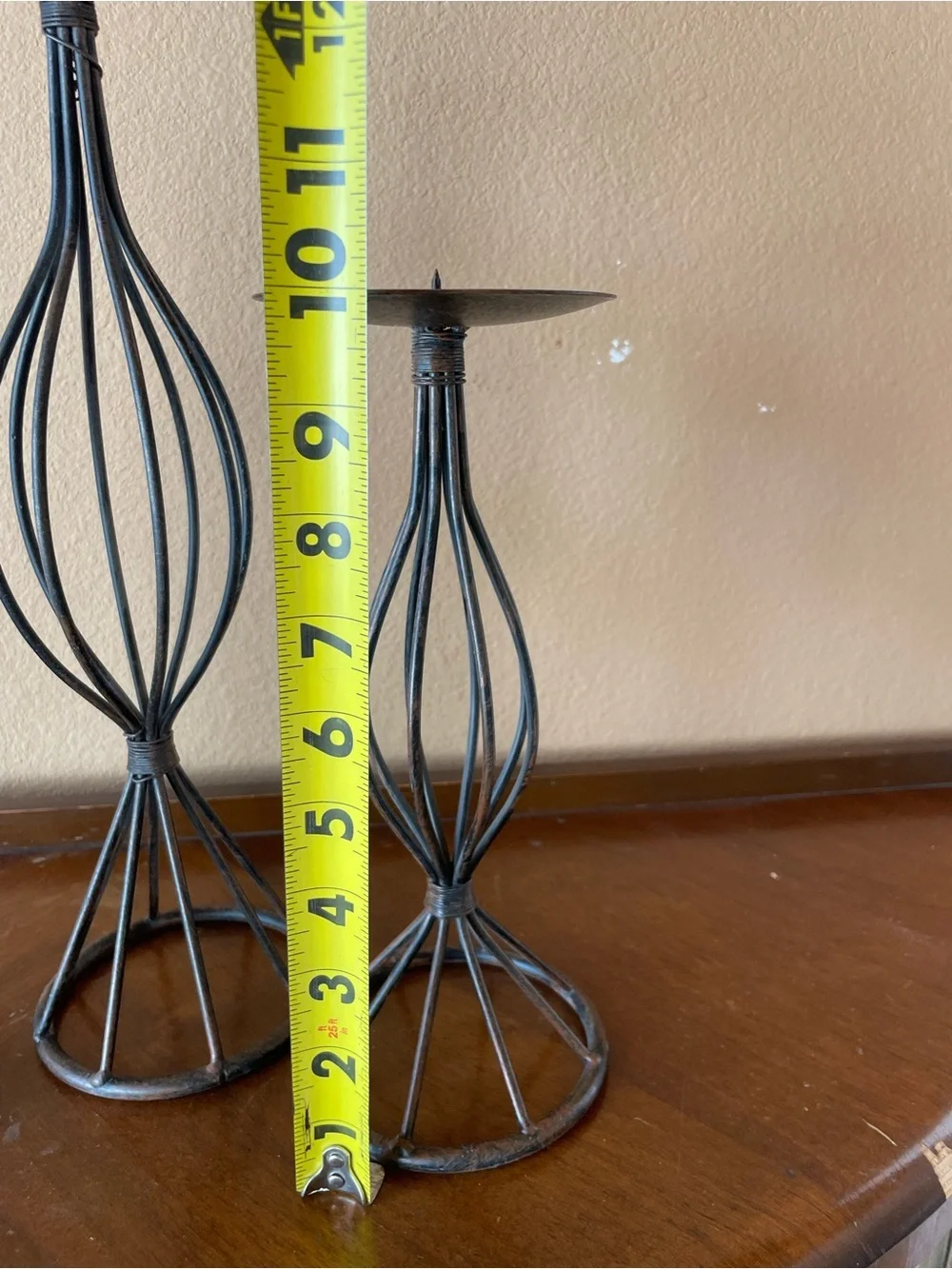 Vintage Metal Wire Candle Holders Set of 3 - Black and Bronze